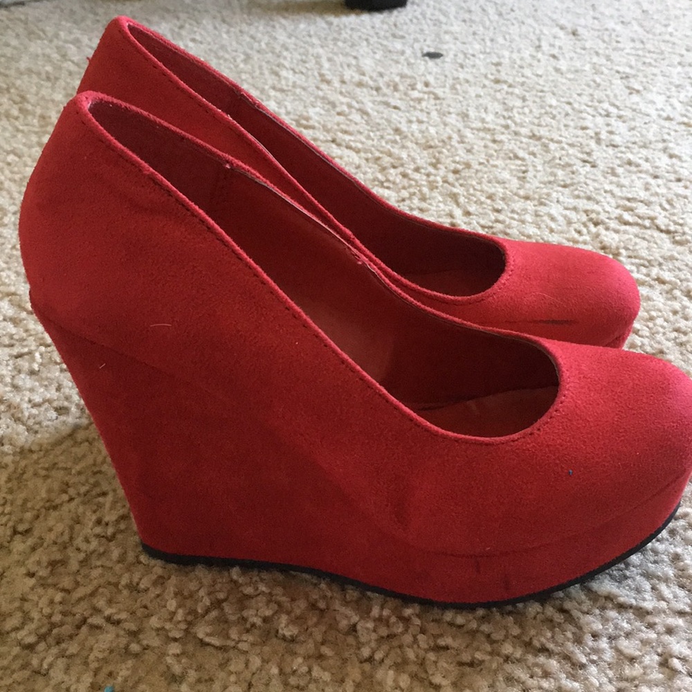 Cute red wedge heels